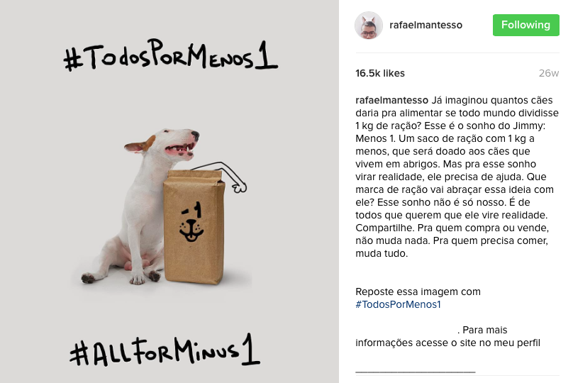 Have you ever thought about how many dogs we could feed if everybody share a kilo of pet food? That’s Jimmy’s dream: Minus1. A project to create a dog food pack that comes with 1kg less than you pay for and donate that to other dogs in need. However, to make that dream come true Jimmy needs help. Which dog food brand will embrace the cause with him? That's not only our dream. Its from every single person who want to make it real. Share the idea. It doesn’t change anything for those why sell or buy the food. But for those in hungry, changes everything.
