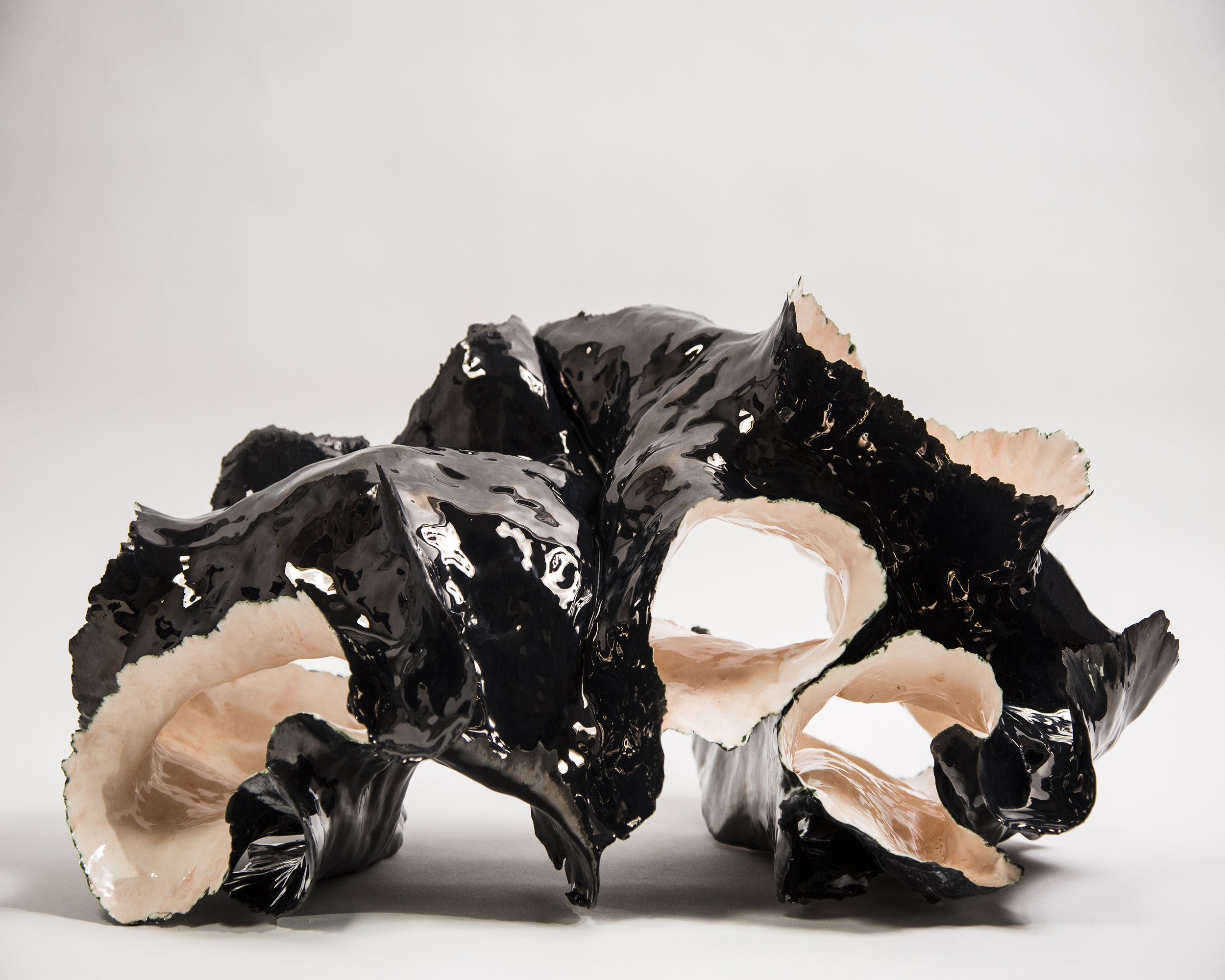   Holes in the Brain II  Glazed ceramic 11 x 24 x 15 inches    