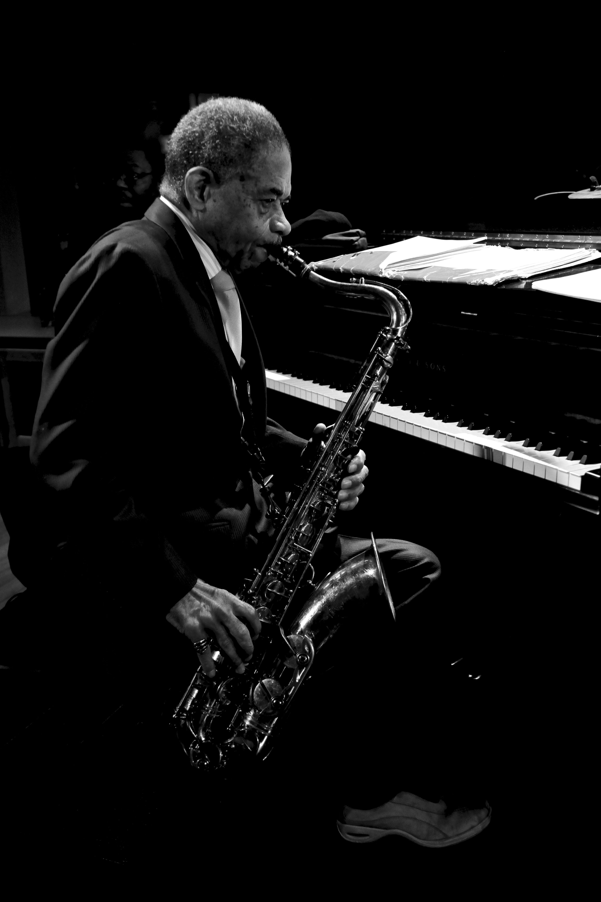 NEA Jazz Master Frank Wess (1922-2013). A commissioned portrait taken in 2012 at Dizzy's Club Coca-Cola, Lincoln Center, NYC, for his 90th birthday celebration.