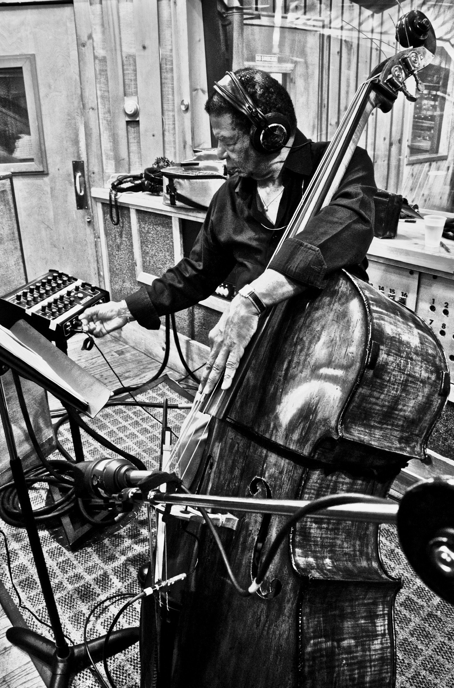Captured in 2014 during a recording session in NYC, this image features NEA Jazz Master Buster Williams (b. 1942). I was hired to document the session through both photo and video. ©2014