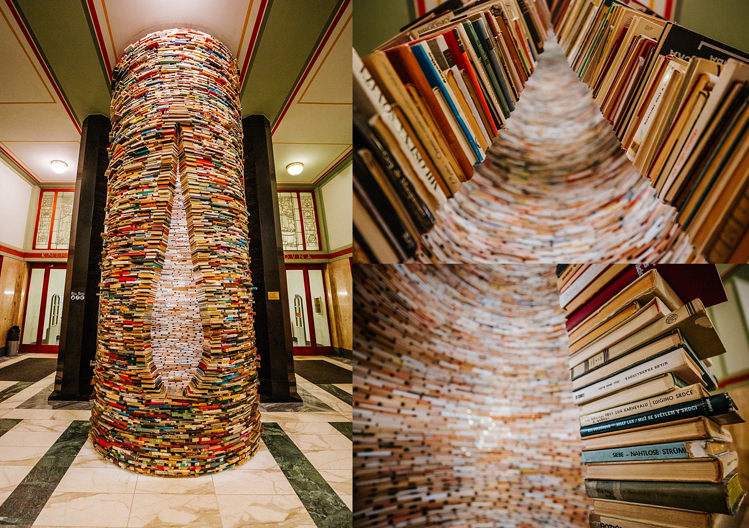 Matej Kren's book tower in the Prague Municipal Library