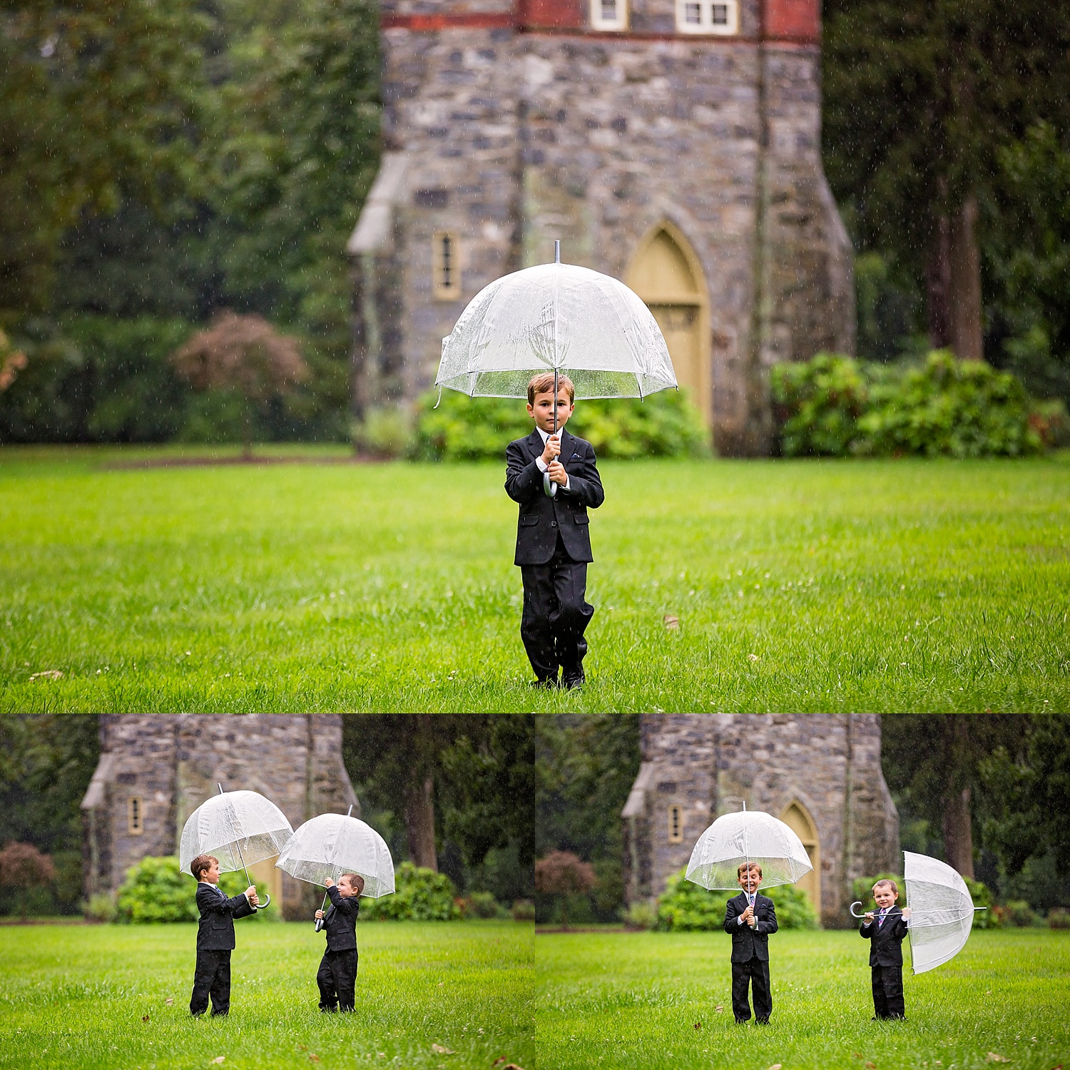 West Chester Pennsylvania Wedding Photographer Family Vow Renewal Anniversary Oakbourne Mansion Park rain umbrella photoshoot