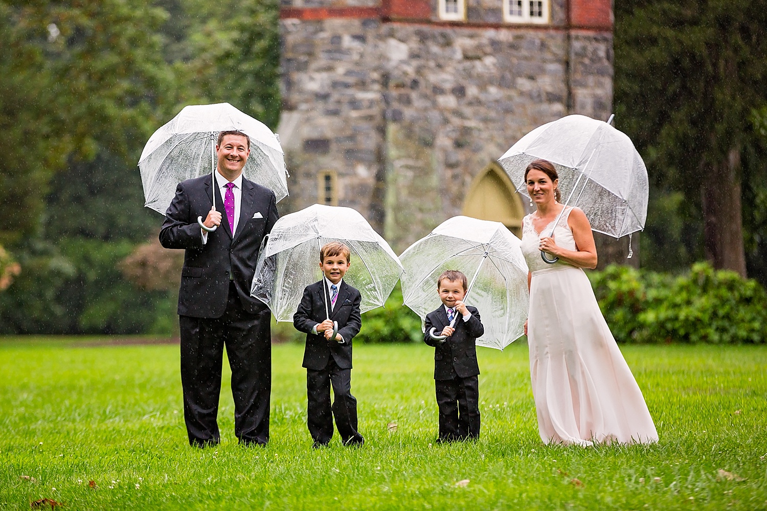 West Chester Pennsylvania Wedding Photographer Family Vow Renewal Anniversary Oakbourne Mansion Park rain umbrella photoshoot