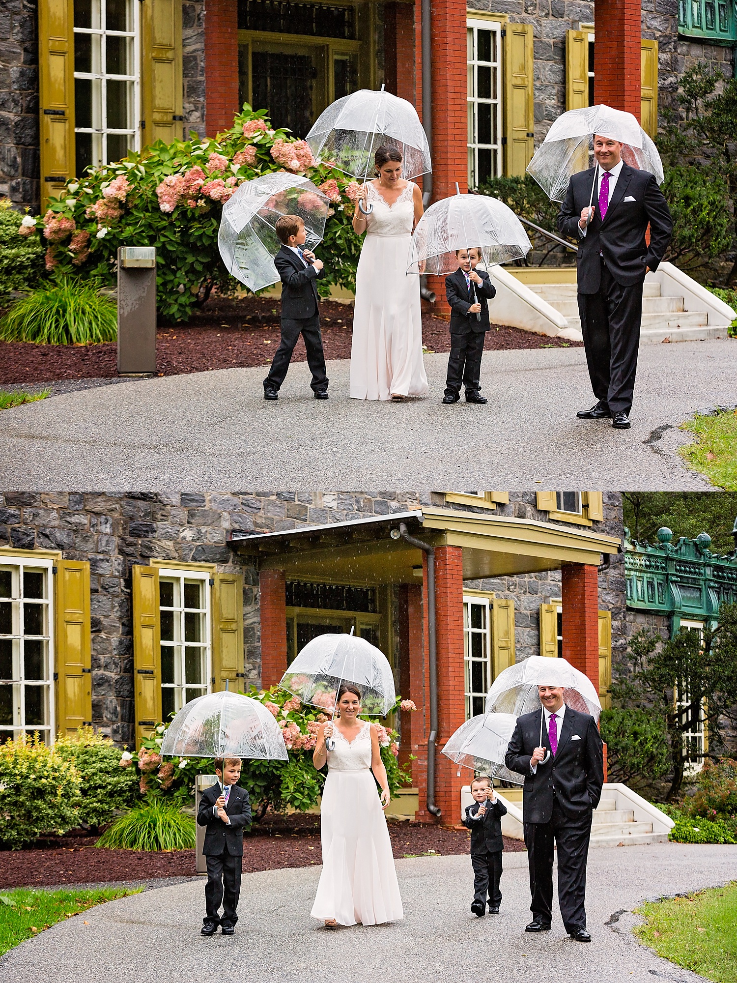 West Chester Pennsylvania Wedding Photographer Family Vow Renewal Anniversary Oakbourne Mansion Park rain umbrella photoshoot