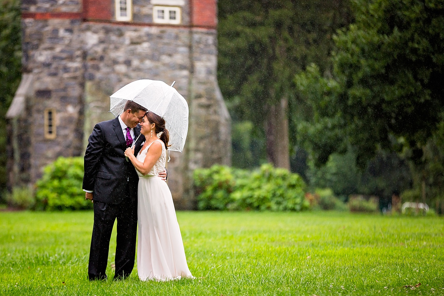 West Chester Pennsylvania Wedding Photographer Family Vow Renewal Anniversary Oakbourne Mansion Park rain umbrella photoshoot