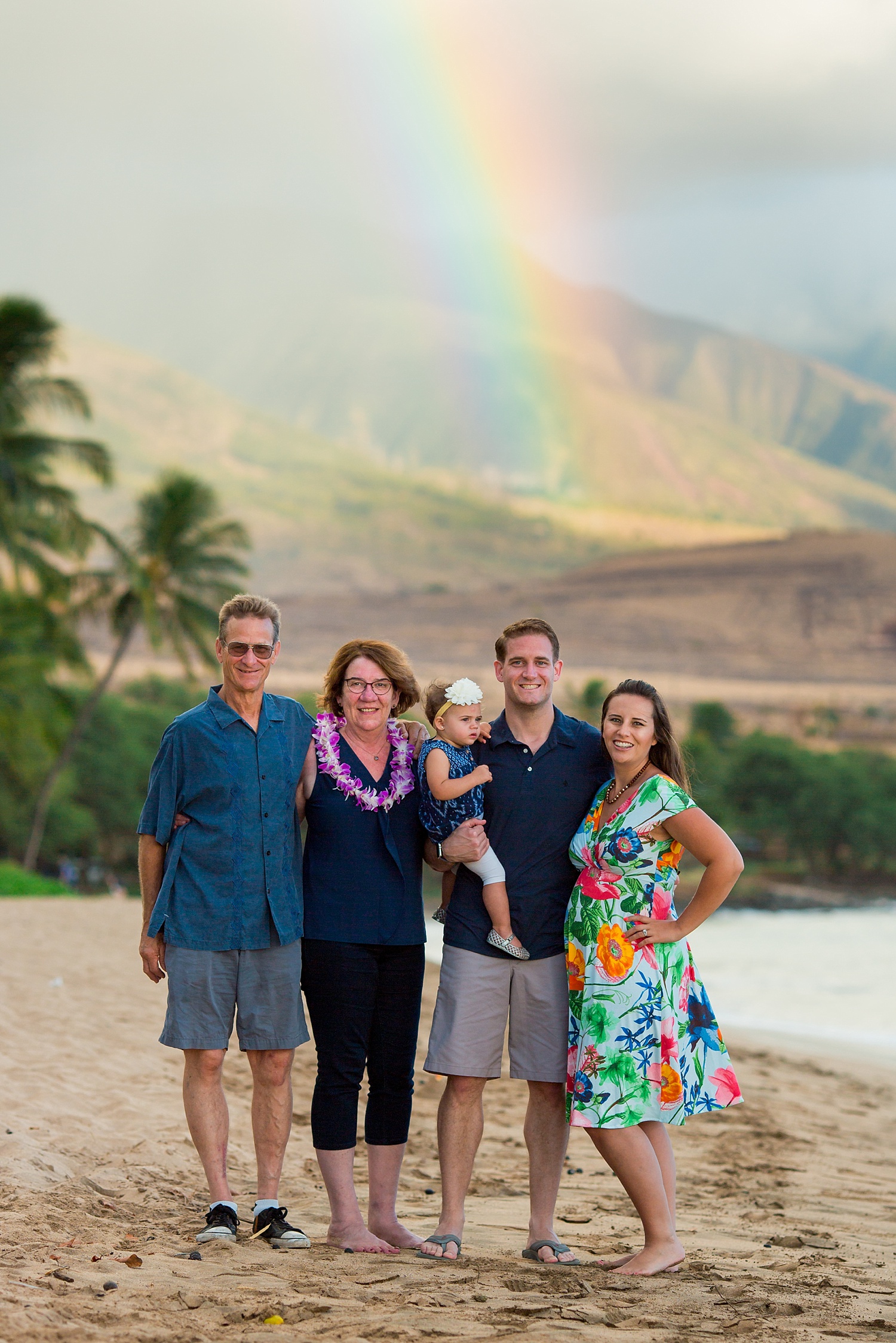 Hyatt Regency Maui Hawaii sunset beach family photoshoot rainbow