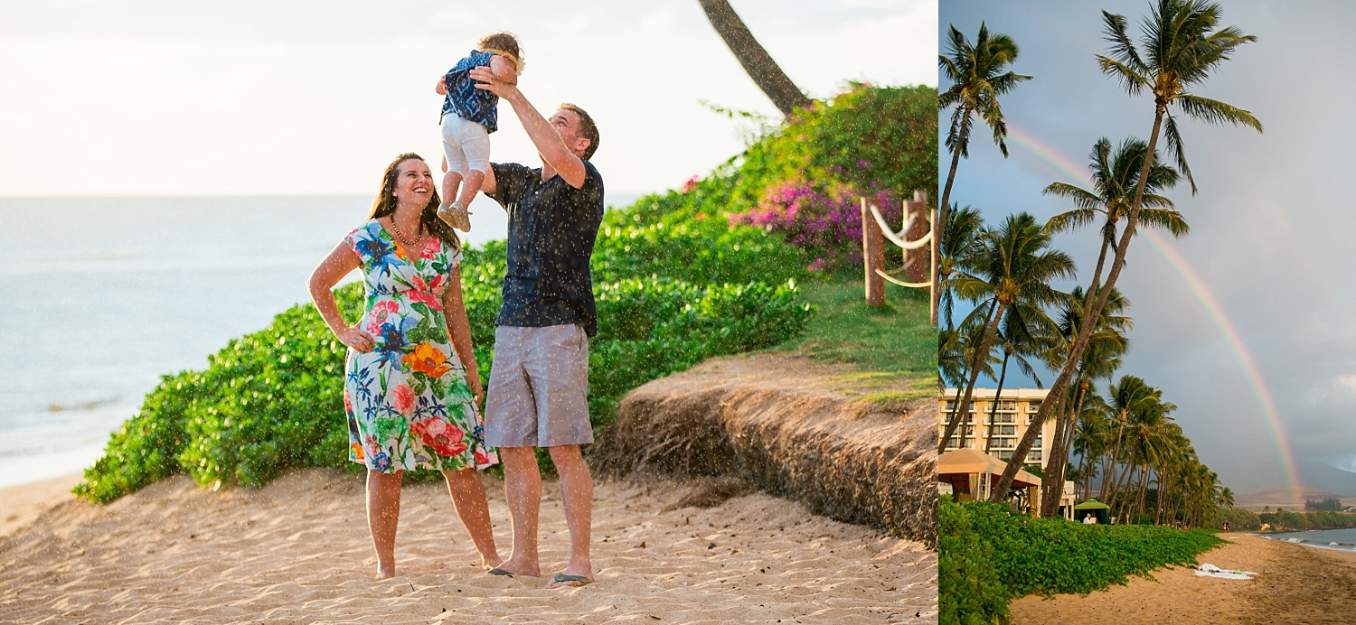 Hyatt Regency Maui Hawaii sunset beach family photoshoot rainbow