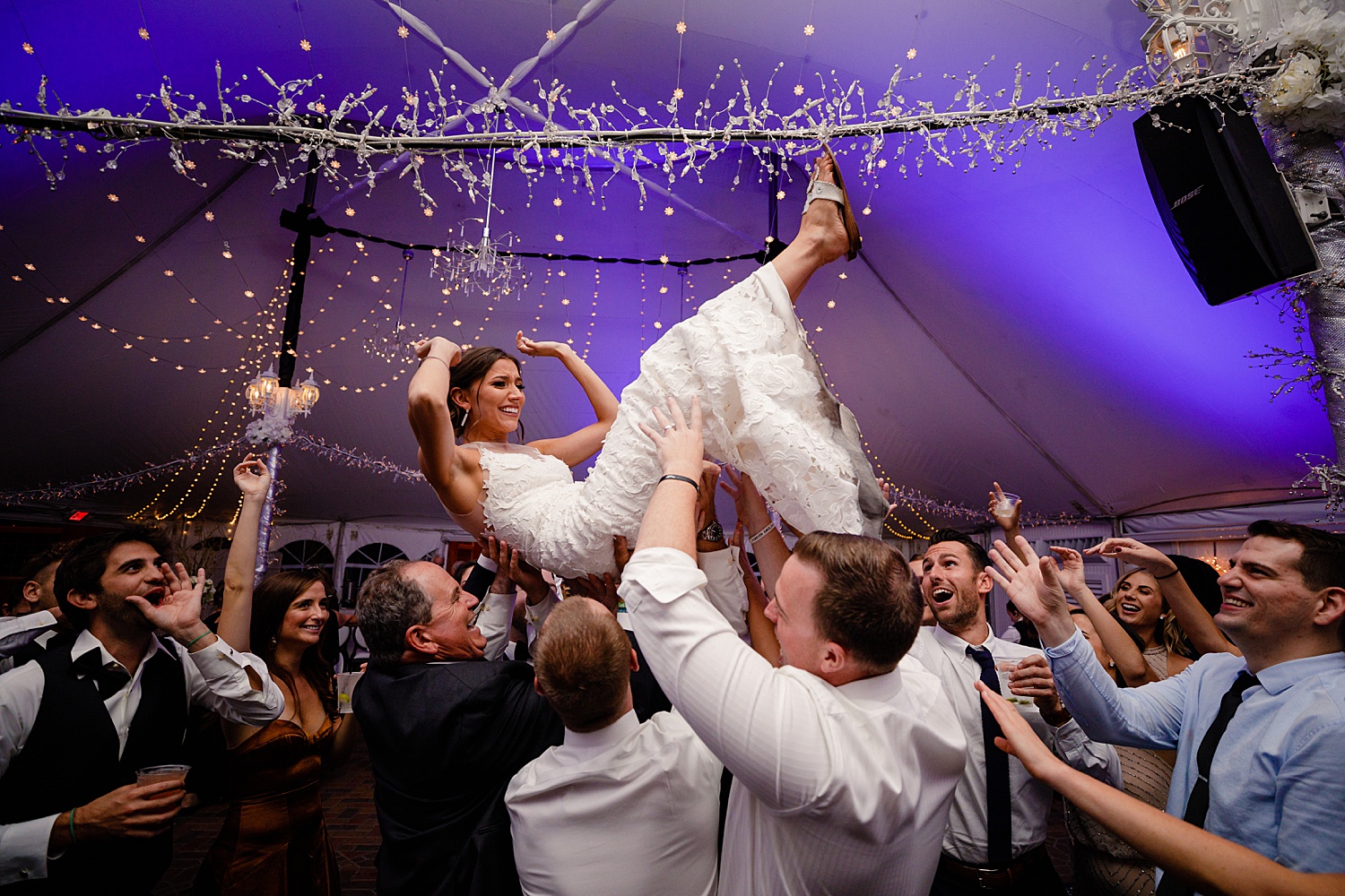 Meredith Manor Pennsylvania Wedding Photographer elopement fun reception dance party bride
