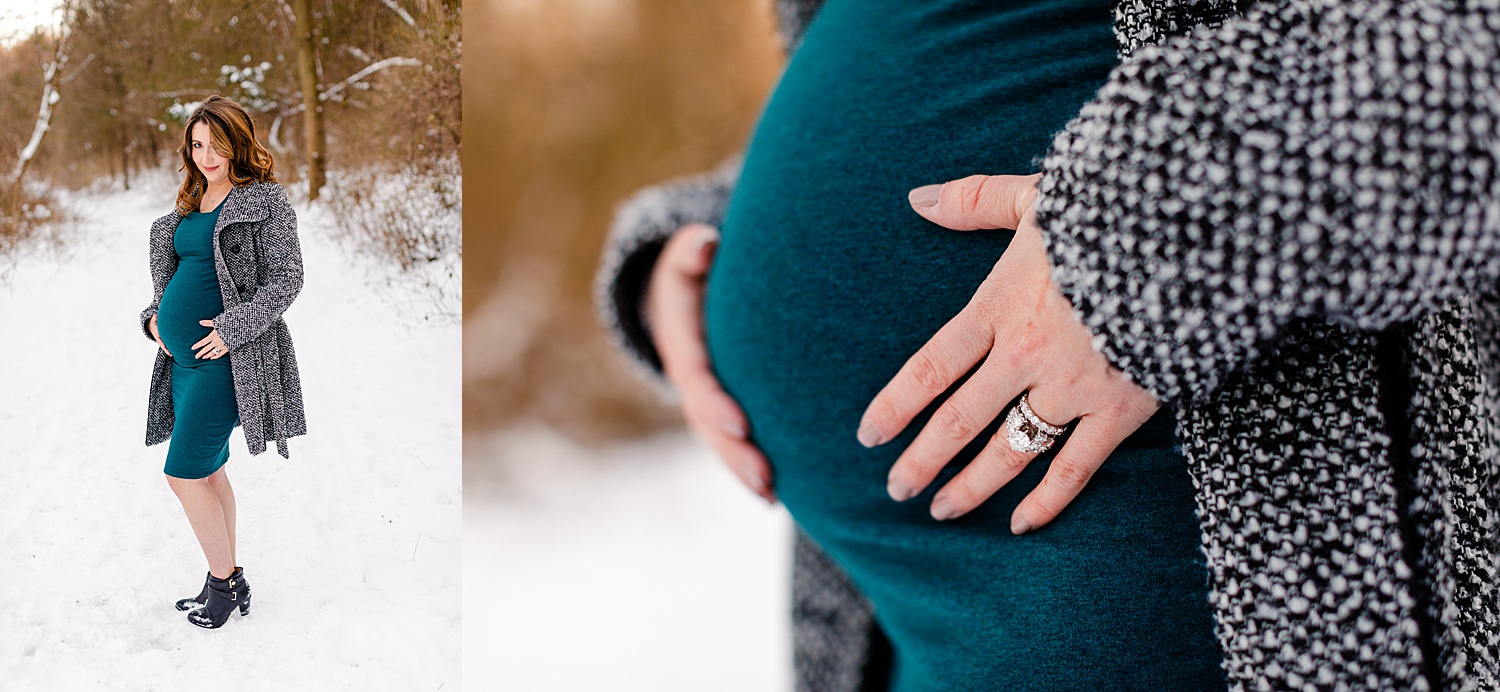 Blue Marsh Lake Berks County Pennsylvania snowy winter maternity portraits photographer