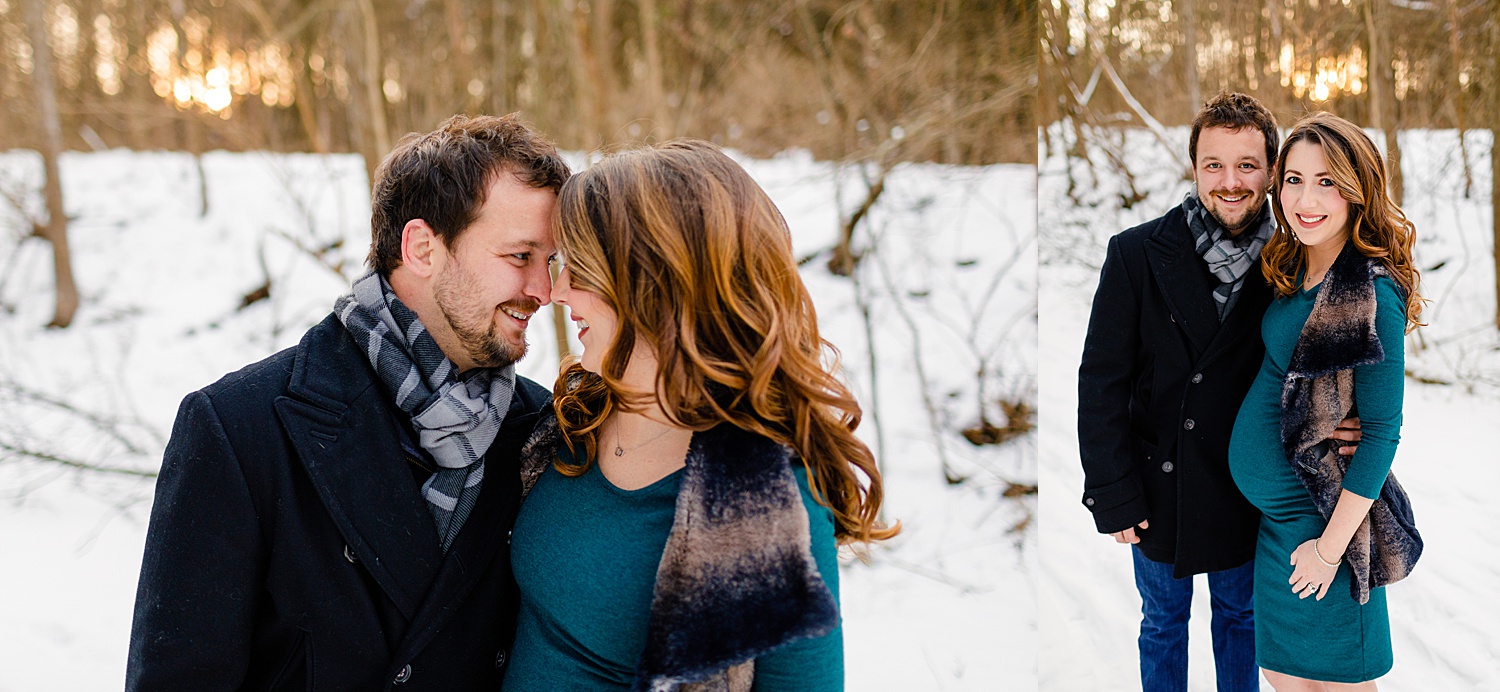 Blue Marsh Lake Berks County Pennsylvania snowy winter maternity portraits photographer