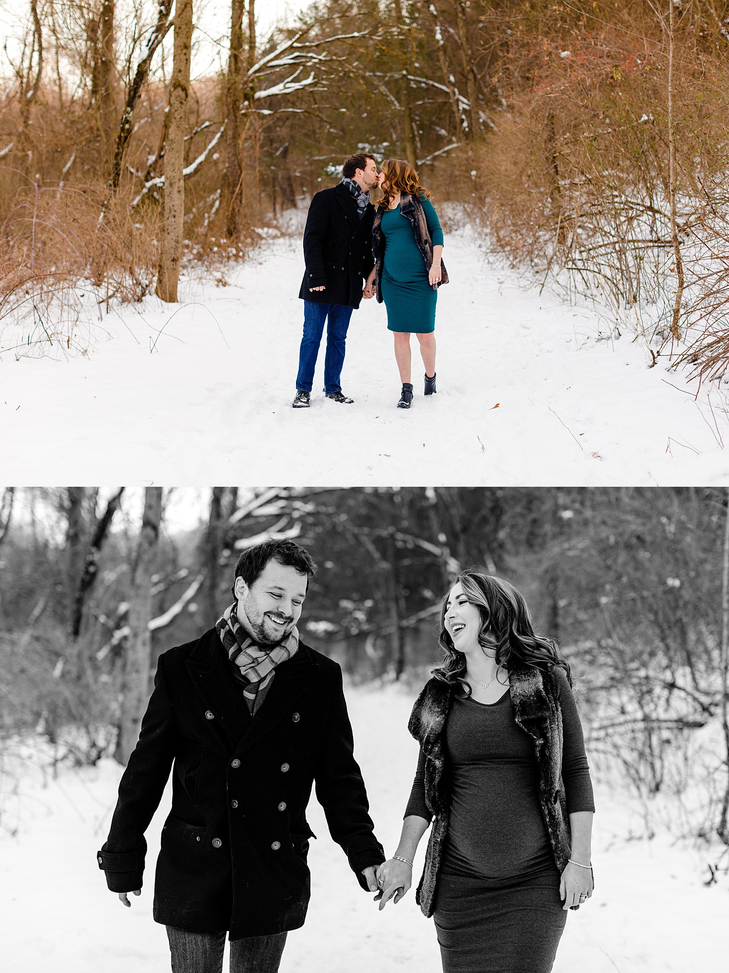 Blue Marsh Lake Berks County Pennsylvania snowy winter maternity portraits photographer