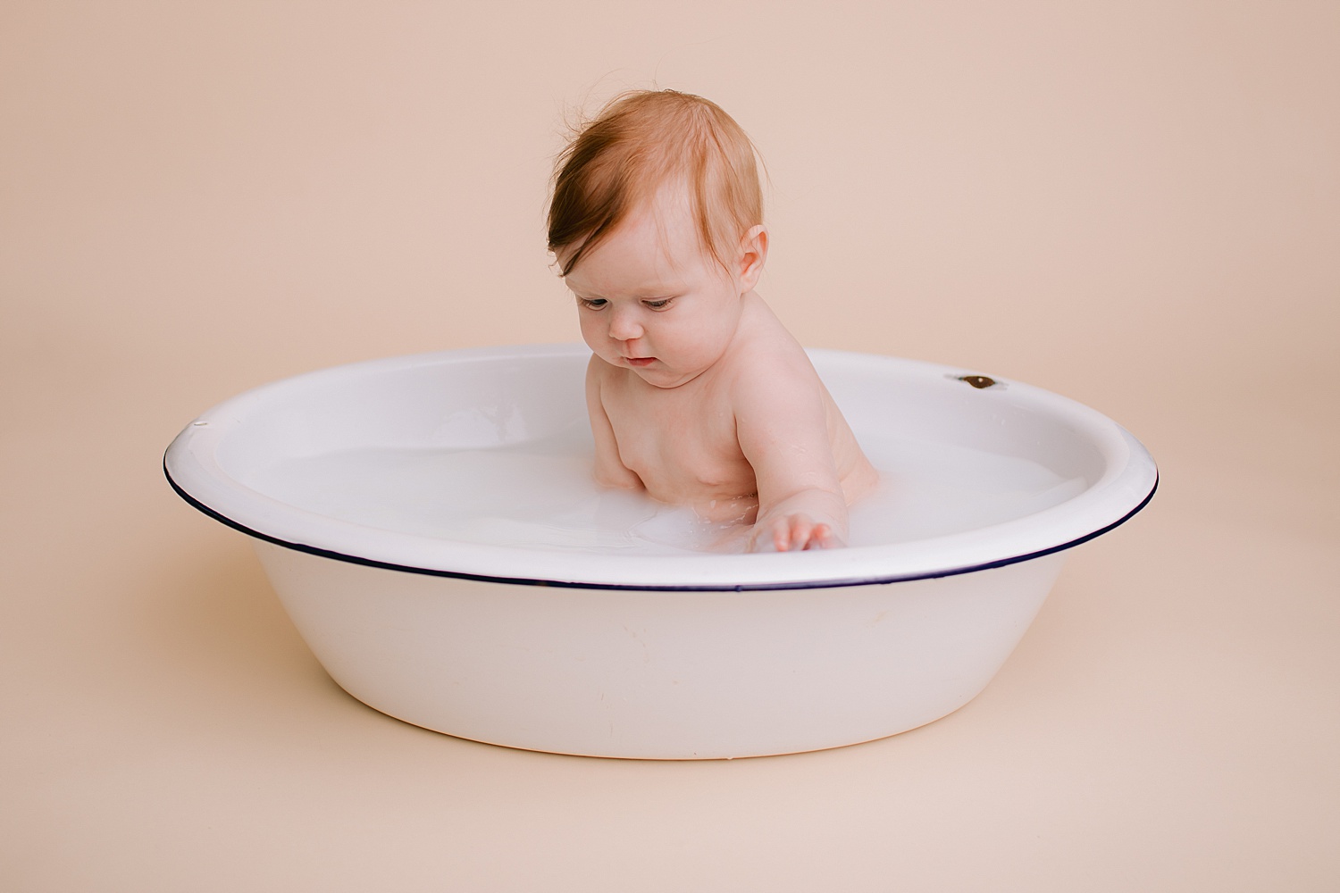 Berks County Pennsylvania children's studio portrait photographer milk bath baby