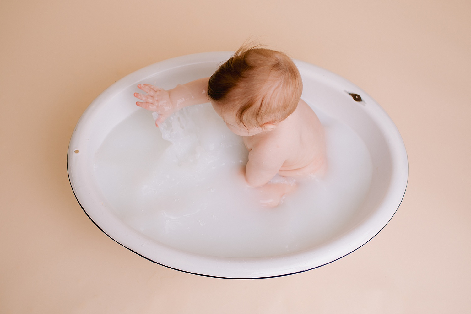 Berks County Pennsylvania children's studio portrait photographer milk bath baby