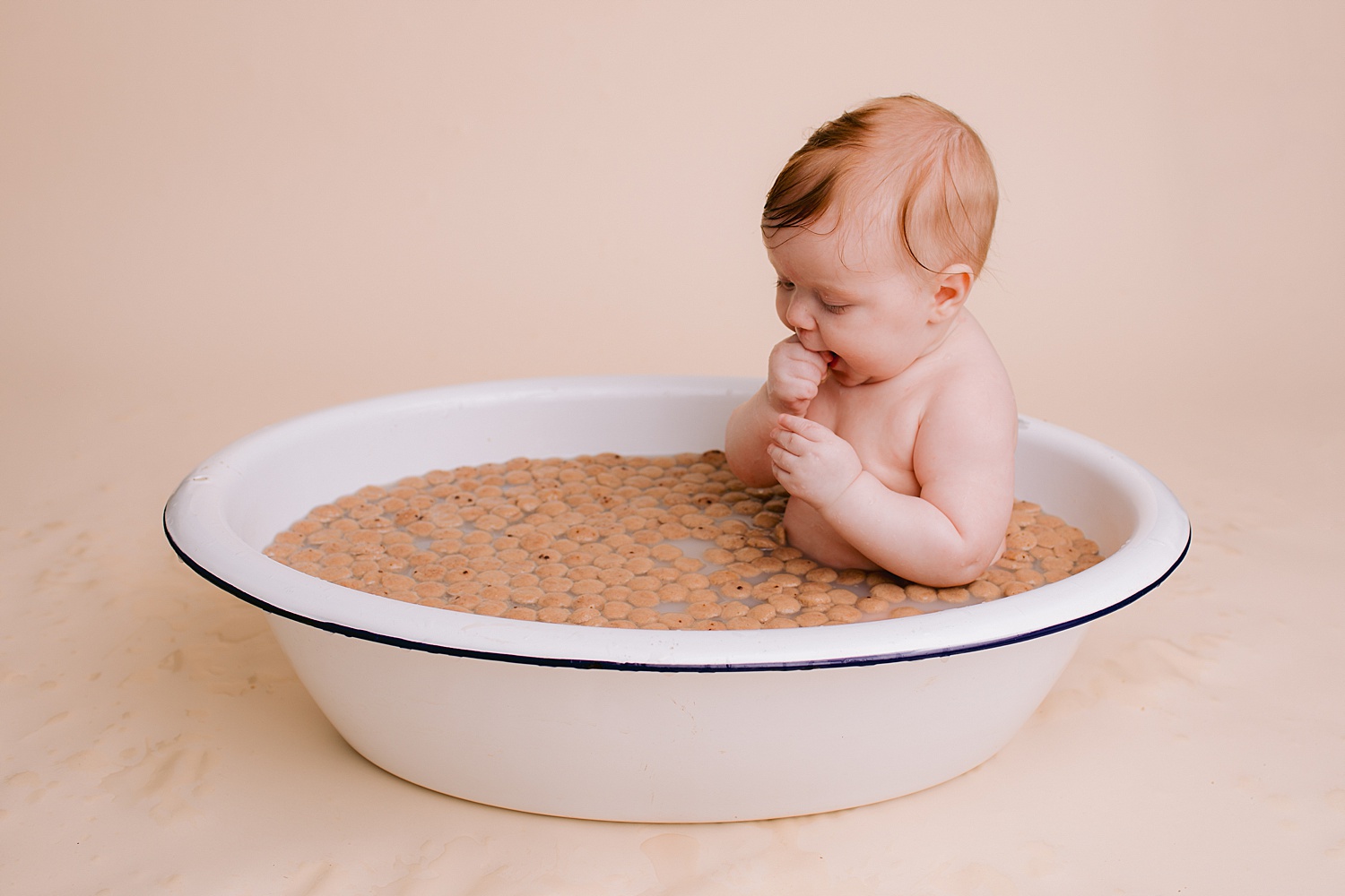 Berks County Pennsylvania children's studio portrait photographer milk bath baby