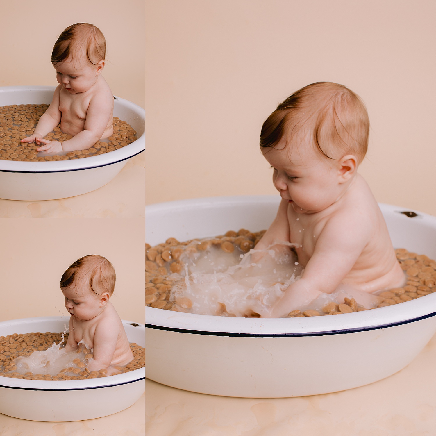 Berks County Pennsylvania children's studio portrait photographer milk bath baby