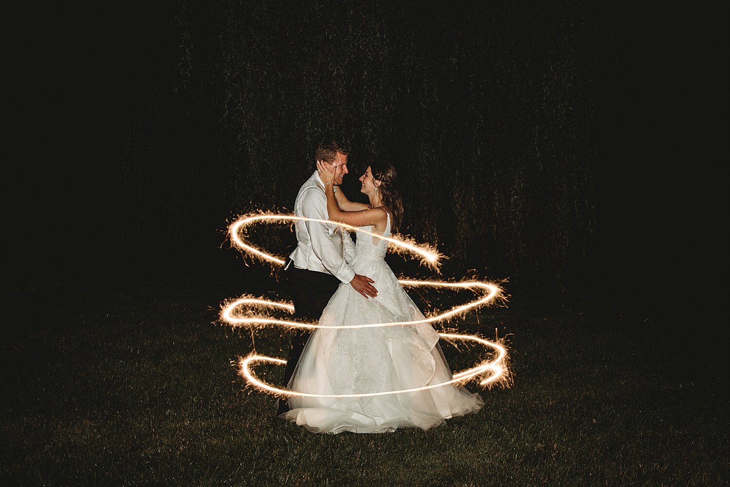 The Barn at Silverstone Lancaster Pennsylvania summer rustic wedding photographer sparkler exit sendoff