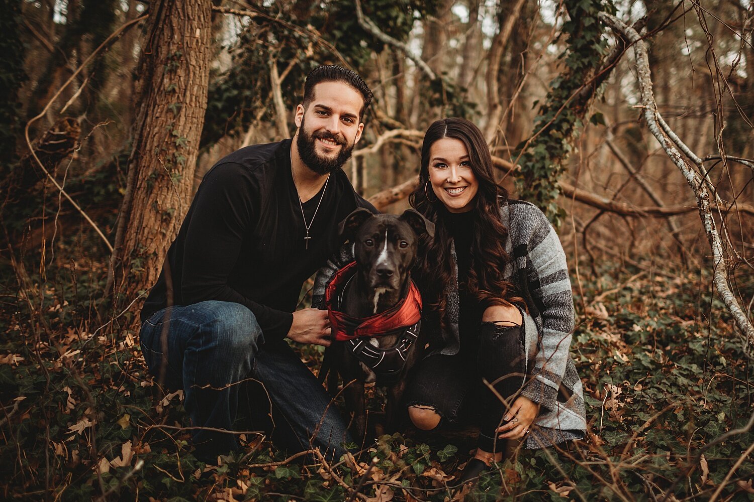 Toms River New Jersey winter beach engagement session wedding photographer rescue dog