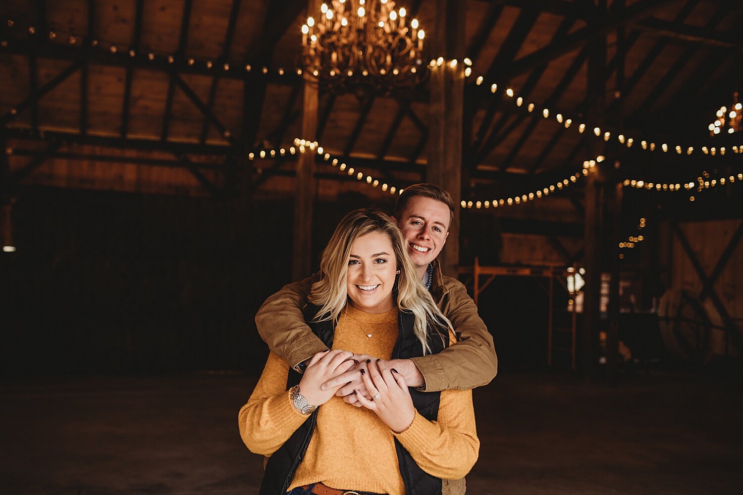 Reinhart's Barn Christmas Tree Farm engagement Berks County fall wedding portrait photographer