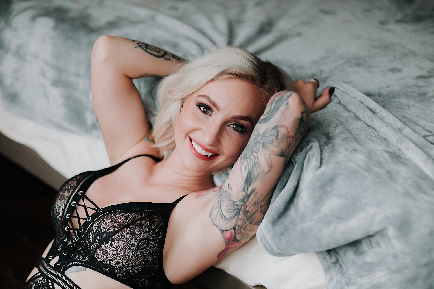 Philadelphia mansion boudoir photography model photoshoot empowerment session tattoo