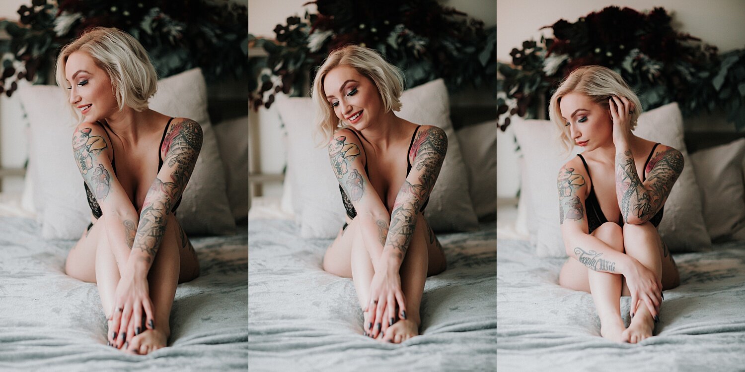 Philadelphia mansion boudoir photography model photoshoot empowerment session tattoo