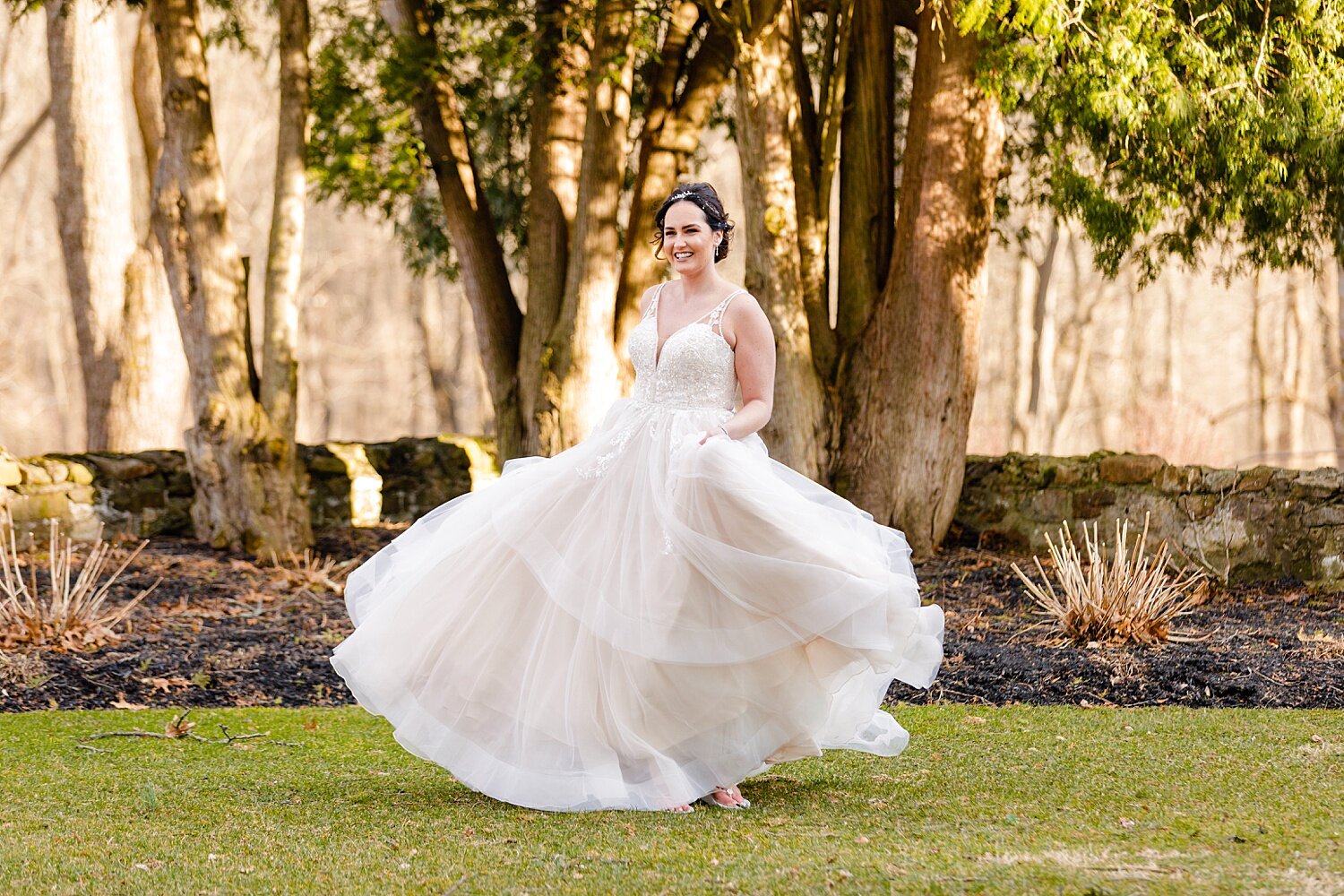 Bally Spring Inn Pennsylvania bride bridal spinning twirling wedding dress portrait photographer