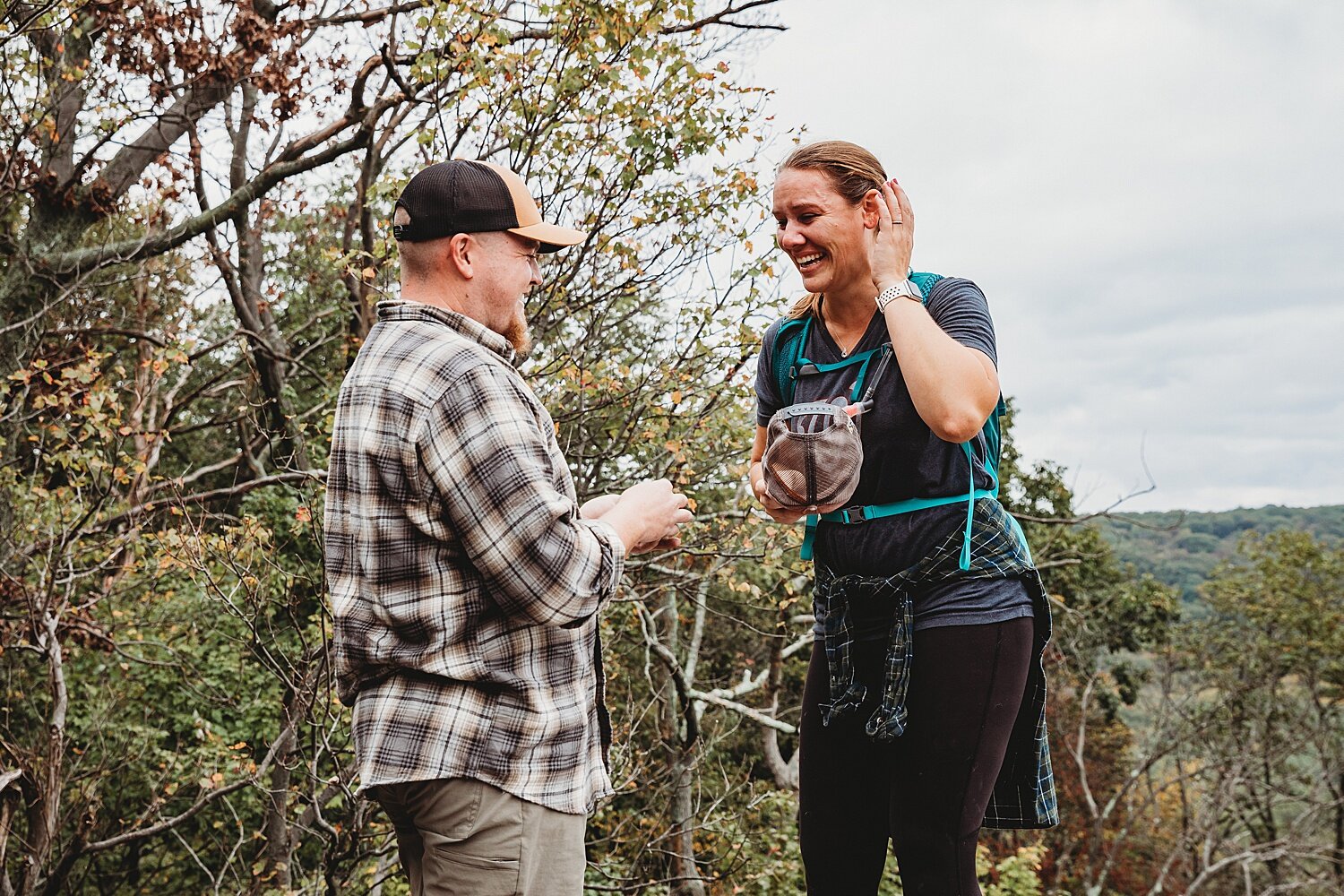 Pulpit Rock Appalachian Trail surprise proposal Pennsylvania wedding photographer