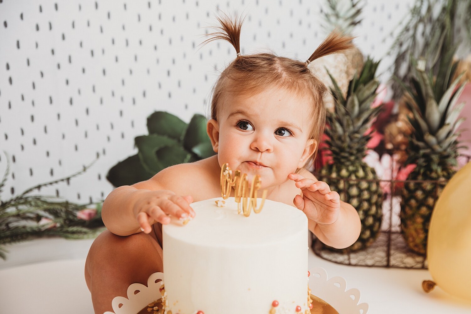 First birthday cake smash photoshoot pineapple skull fall autumn Pennsylvania