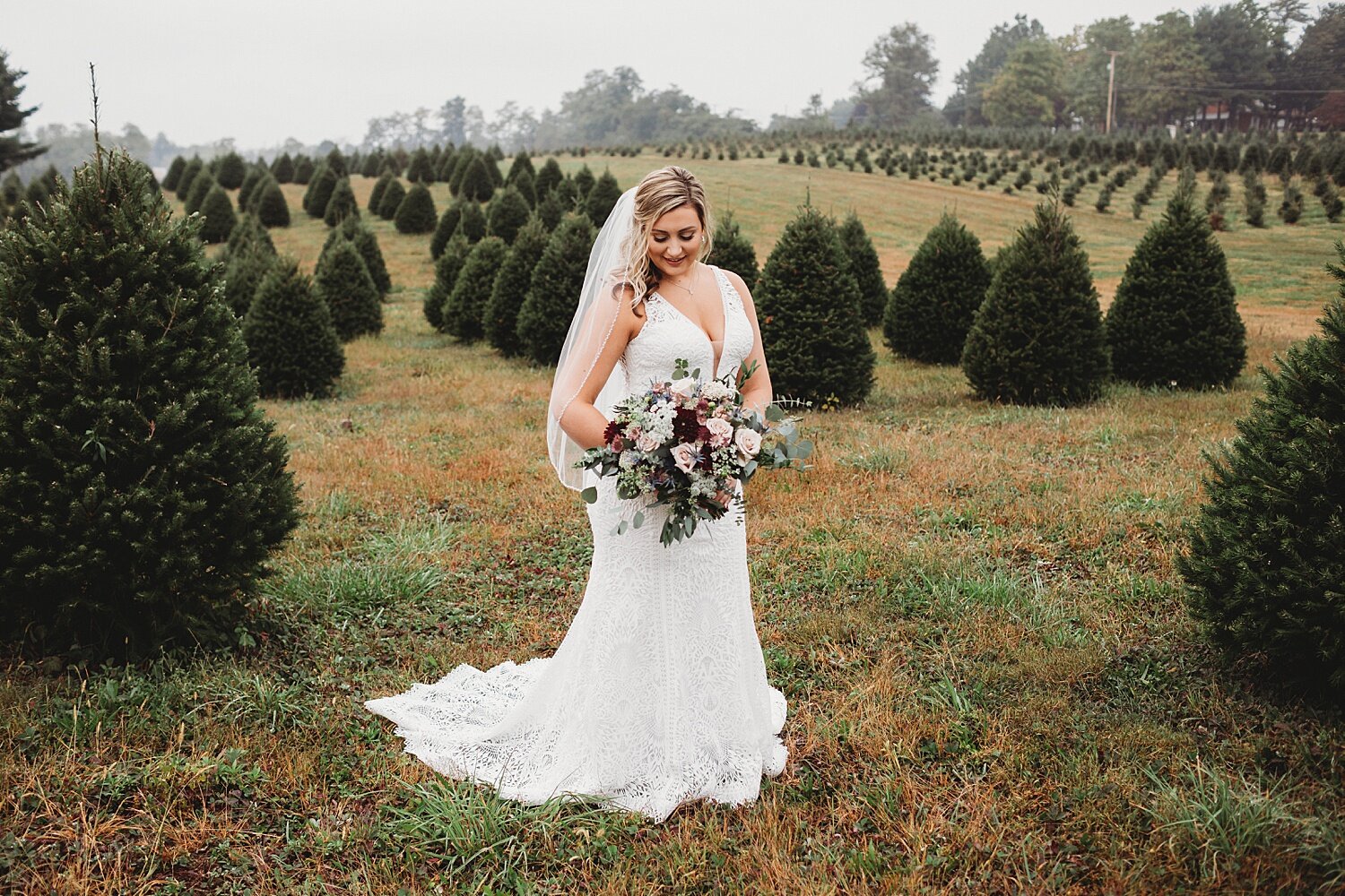 Reinhart's Christmas Tree Farm Barn Wedding Fall Berks County Pennsylvania Wedding Photographer