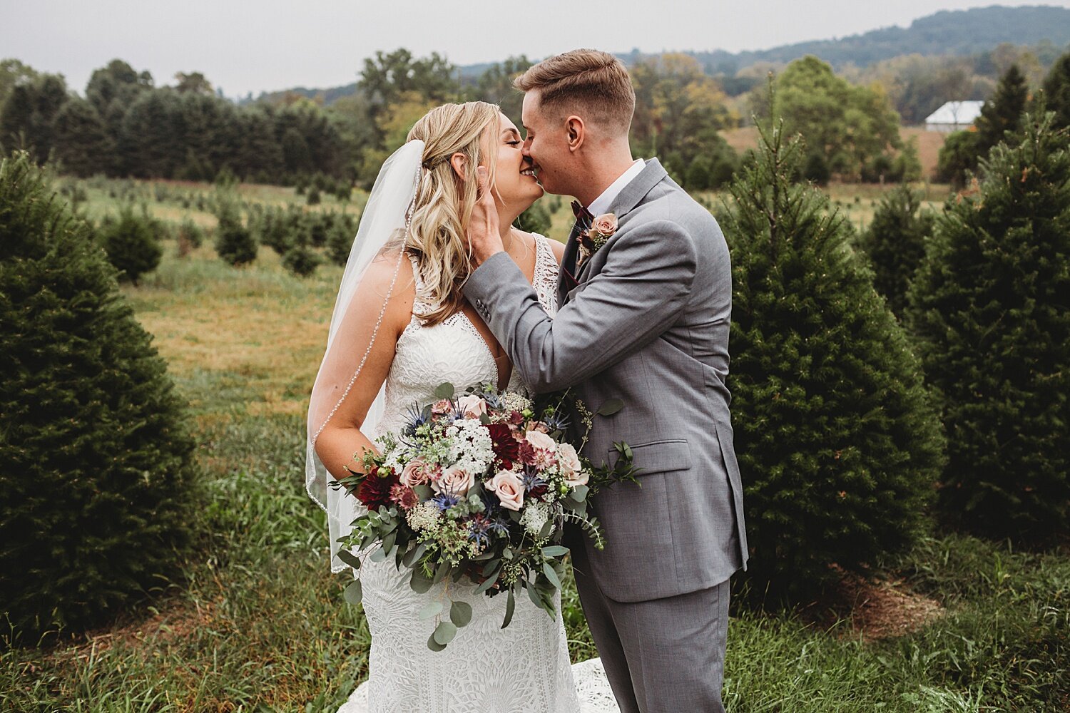 Reinhart's Christmas Tree Farm Barn Wedding Fall Berks County Pennsylvania Wedding Photographer