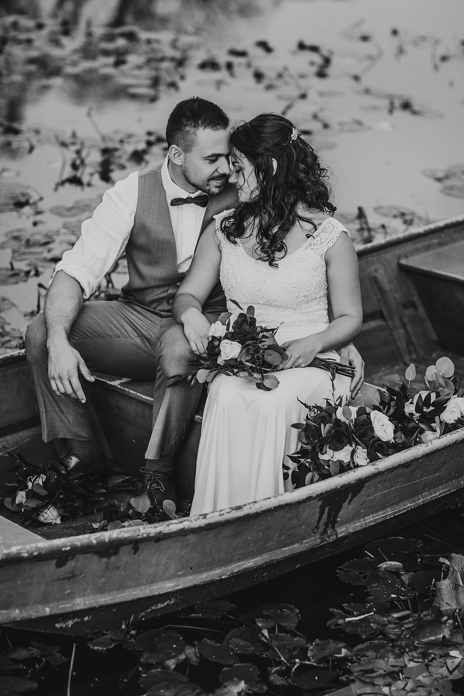 Wind in the Willows Grantville Central Pennsylvania Wedding Photographer pond rowboat bride groom