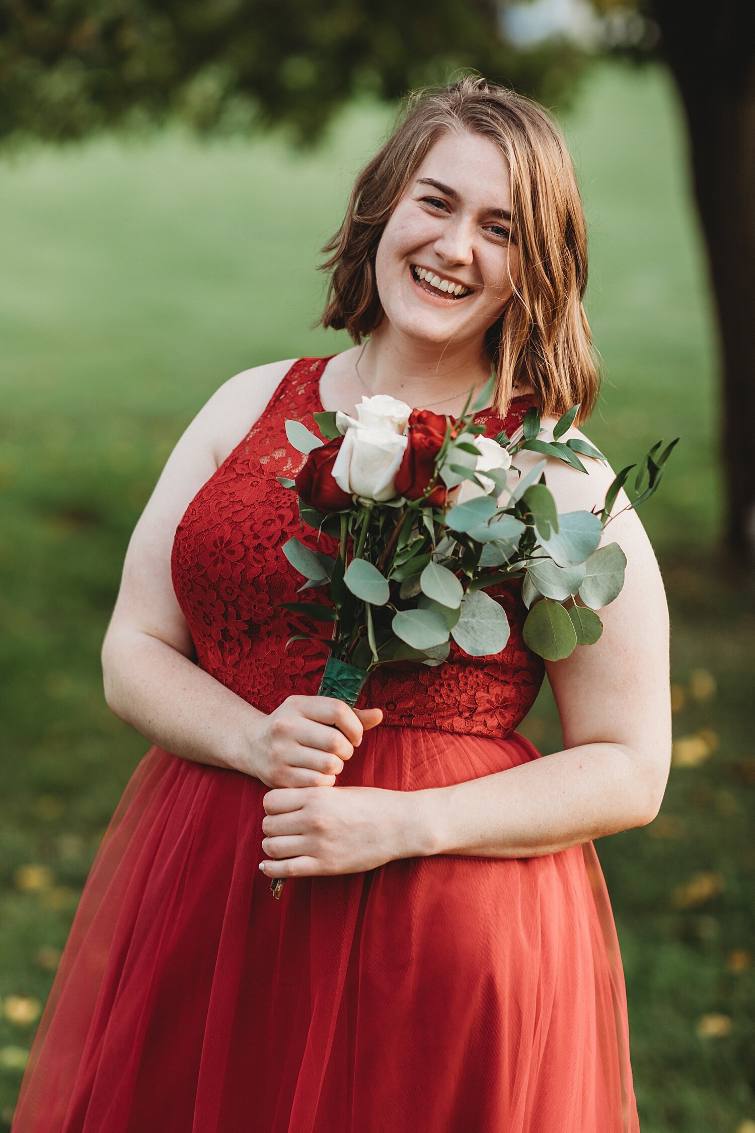 Wind in the Willows Grantville Central Pennsylvania Wedding Photographer red bridesmaid dress