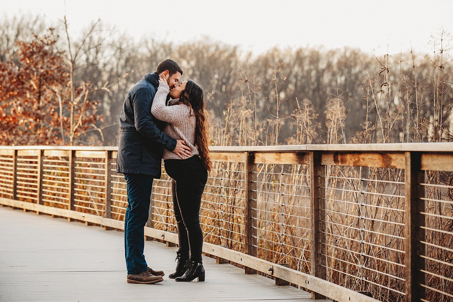 Longwood Gardens engagement surprise proposal wedding photographer Pennsylvania winter Christmas lights