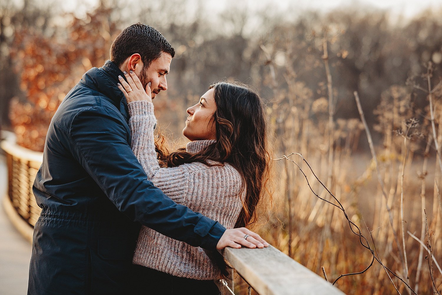 Longwood Gardens engagement surprise proposal wedding photographer Pennsylvania winter Christmas lights