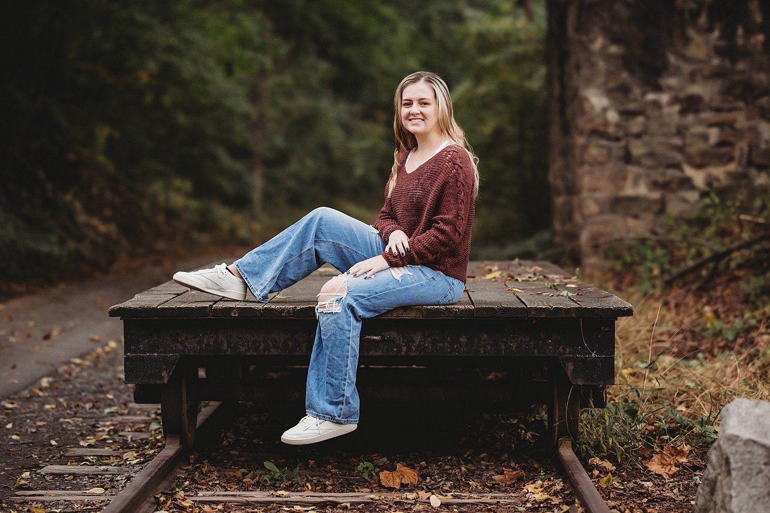 Lock Ridge Furnace high school senior fall portrait session Pennsylvania photographer