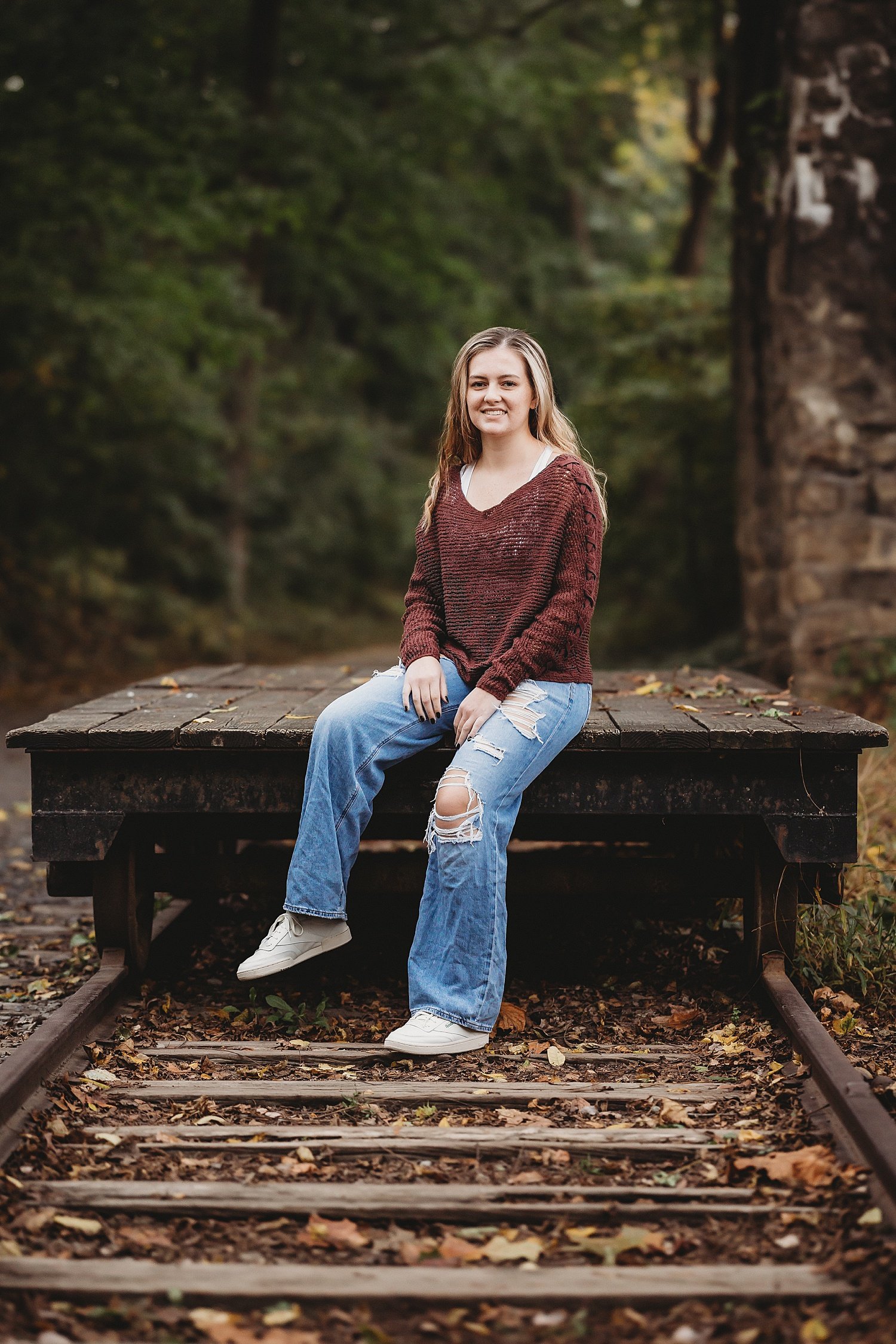 Lock Ridge Furnace high school senior fall portrait session Pennsylvania photographer