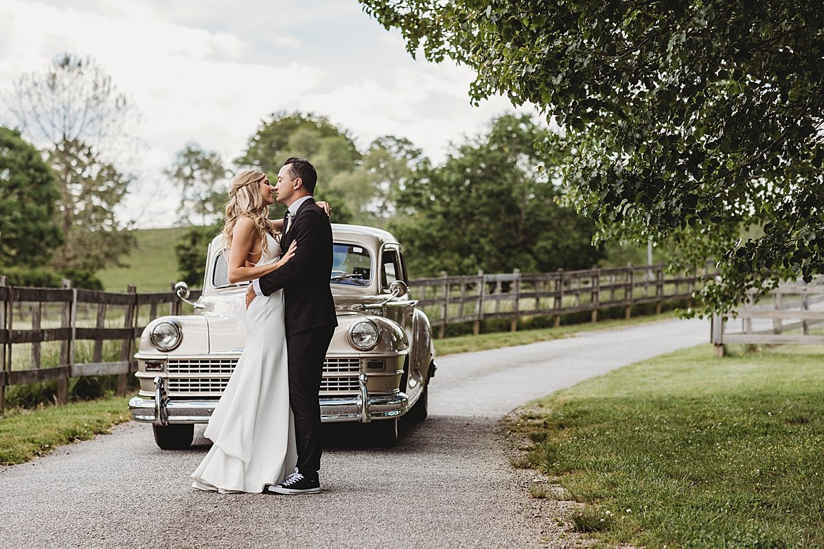 Asheville North Carolina destination elopement wedding photographer fashion classy couple classic car Rolls Royce