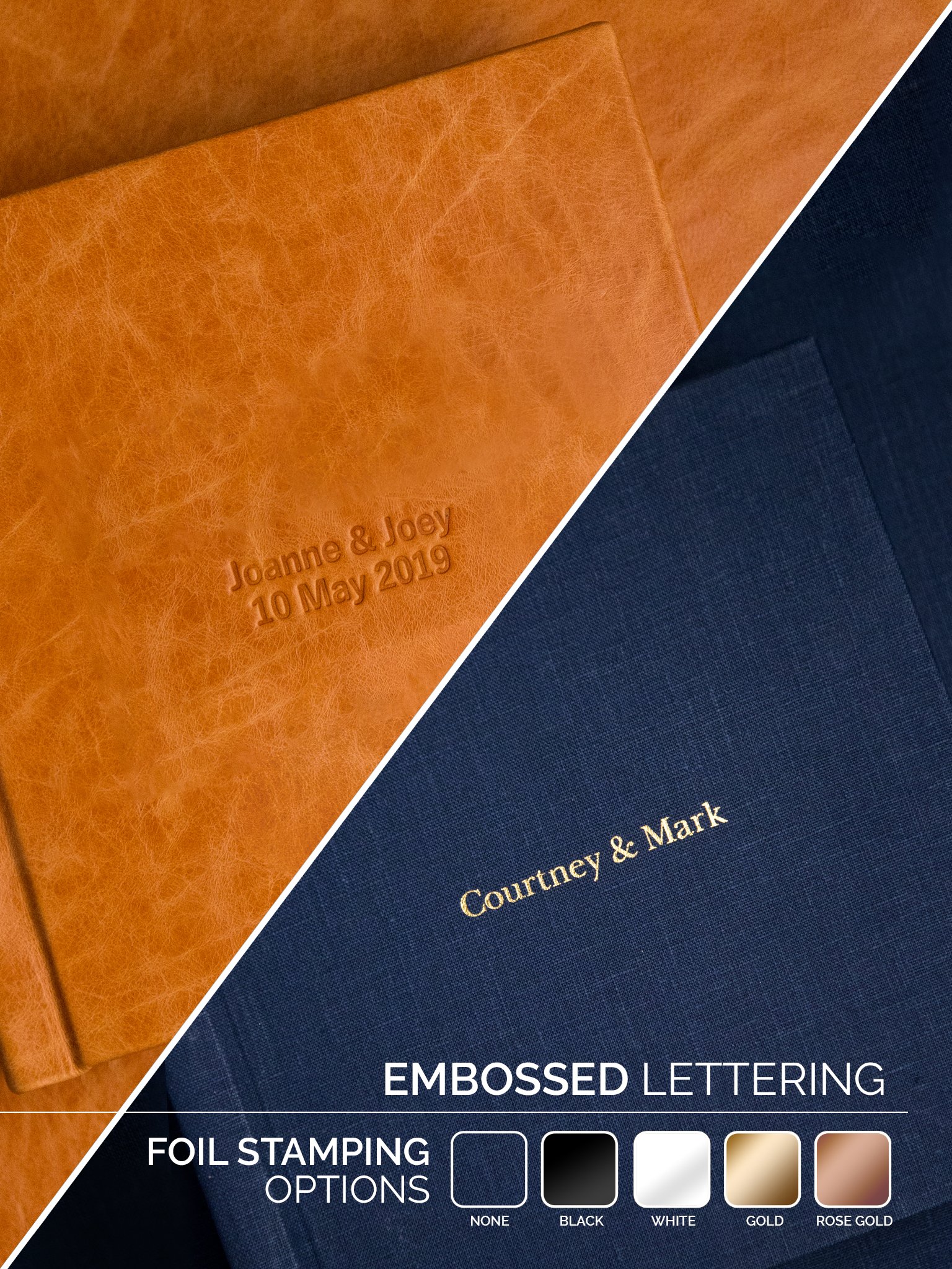 Embossed Lettering (Leather and Linen)