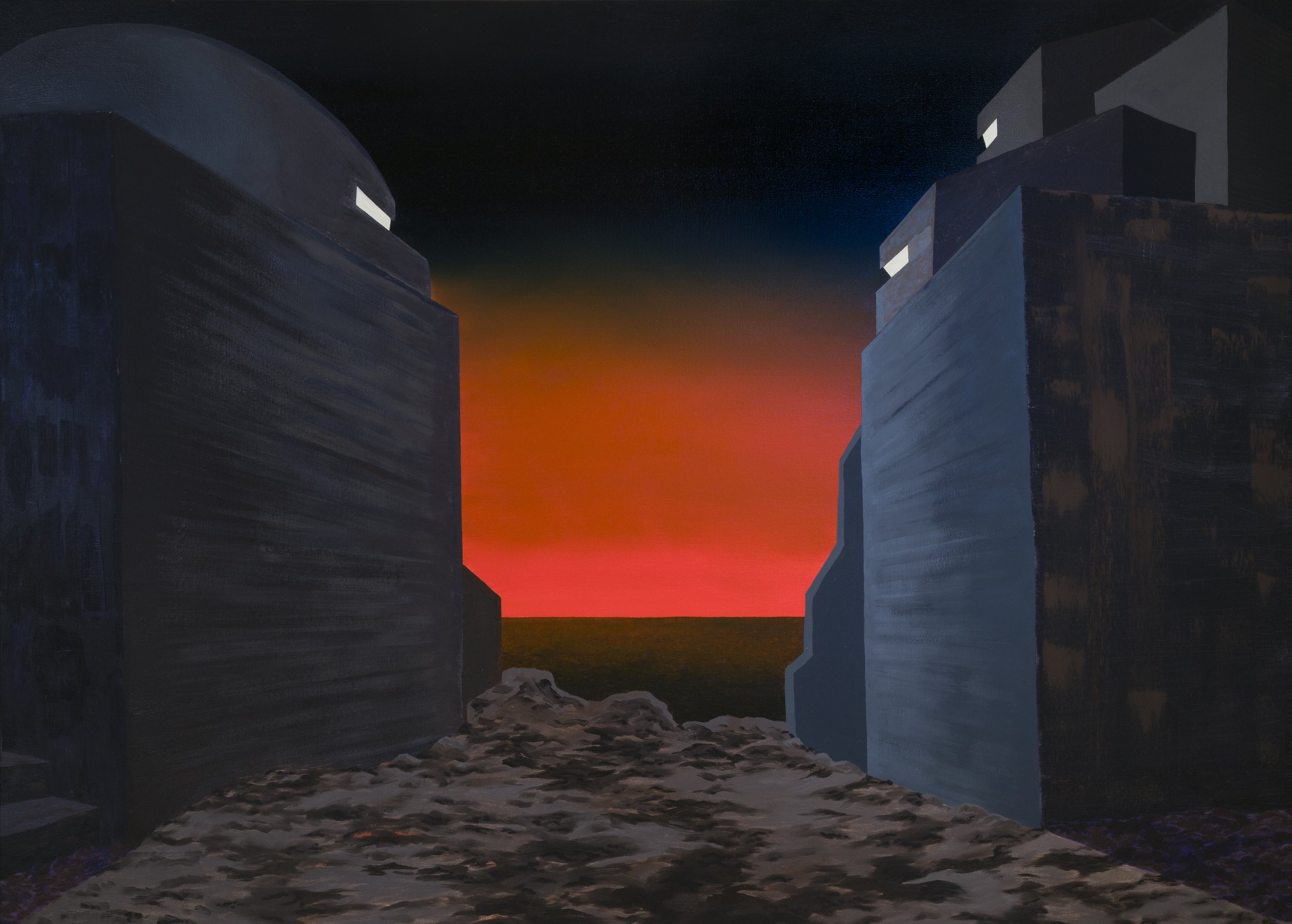  Christopher Scahde |  Bunker 30 , 2023, oil on canvas, 48” x 67” 