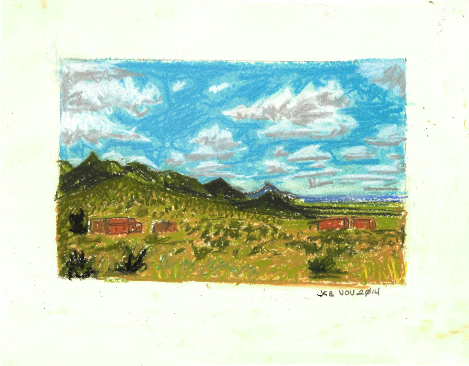 Foothills of Organ Mountains, New Mexico, Pastel on Paper, 8" x 12", 2014.