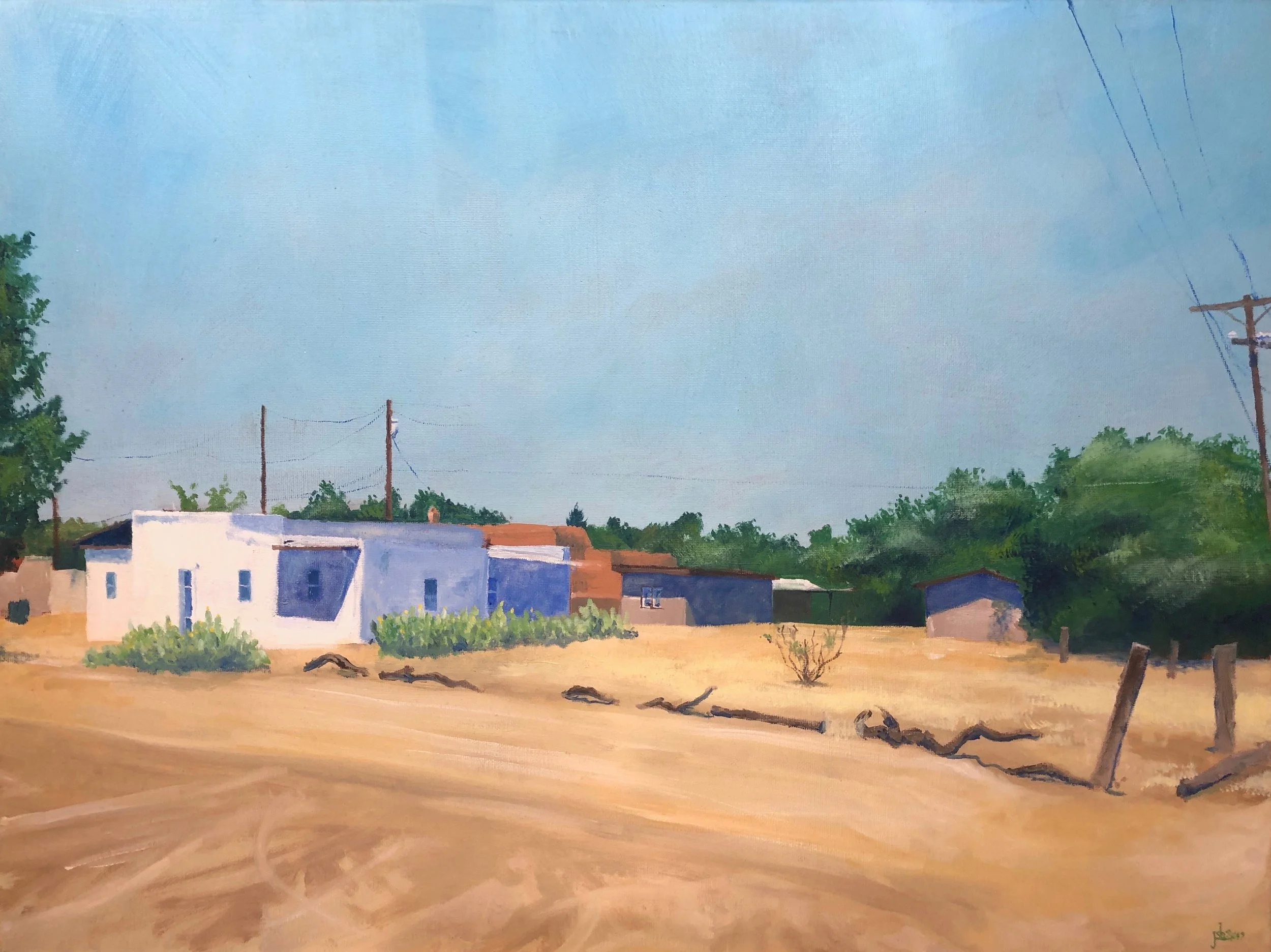 View from Callejon Picacho, Mesilla, New Mexico; Oil on Canvas; 18x24”; 2019