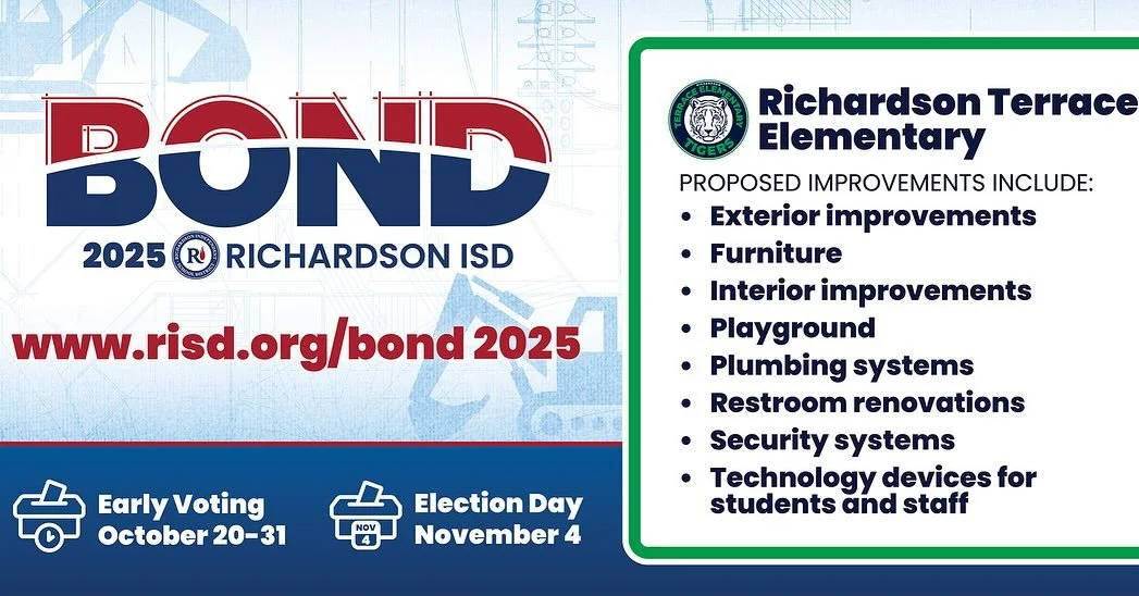 Bond information session this Thursday, Oct 16 at Richardson Terrace Elementary, 6:30 PM. Hosted by MST, RTE, and Highland Terrace Neighborhood Association. 

To help parents and community members learn more about Bond 2025 and its potential impact o