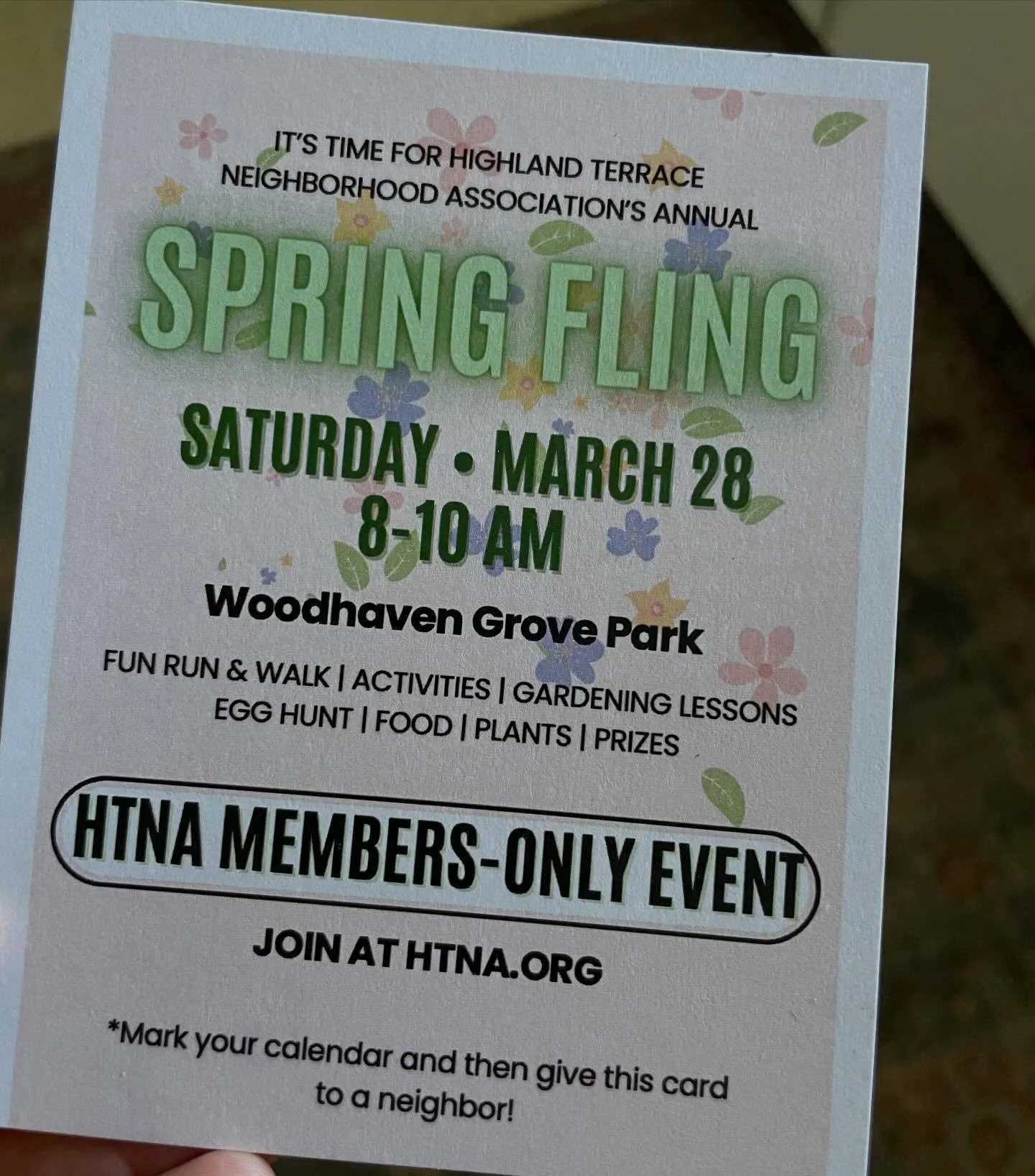 Highland Terrace neighbors- invitations to our annual Spring Fling dropped this week! Didn&rsquo;t get an invite? Then you aren&rsquo;t yet a member! Join at HTNA.org today or Saturday at the event!