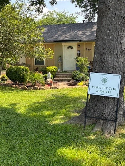 Yard of the Month winners for April. Roberto Estrada at 332 Pittman and Tuff and Tyler Tilllotson at 510 LaSalle. Thank you for your hard work to make our neighborhood beautiful!