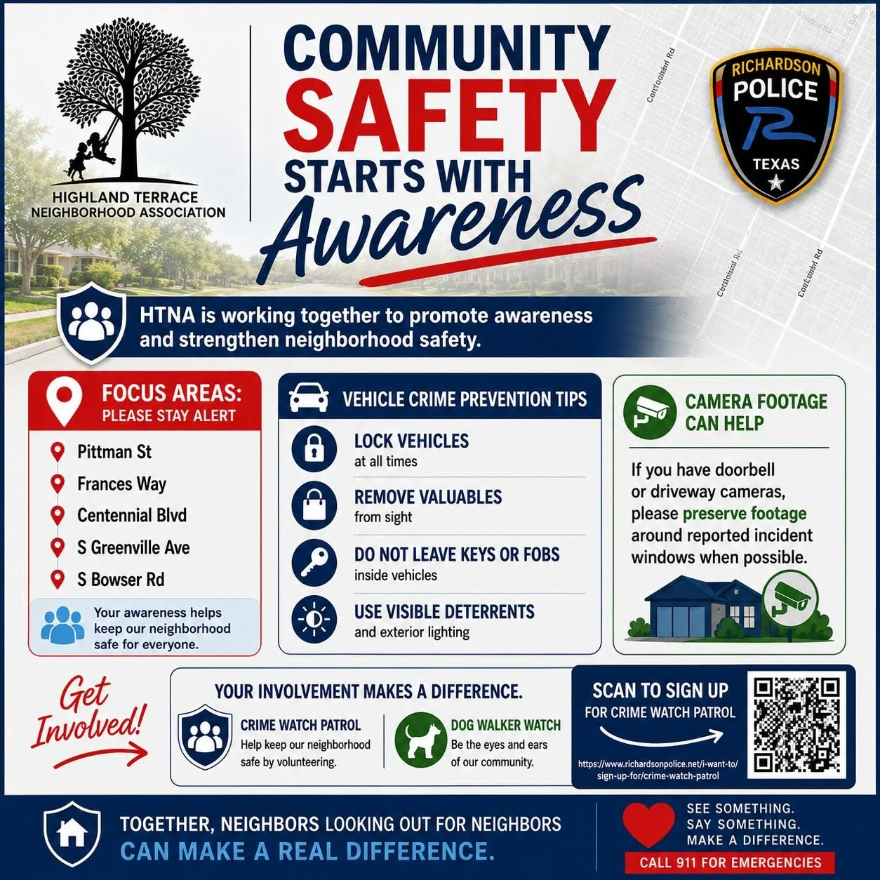 Some helpful reminders to keep our neighborhood safe.