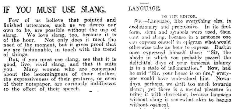 From the Otago Daily Times , 12 December 1924 From the Evening Star , 31 August 1907 Both excerpts are from the National Library of New Zealand's Papers Past website