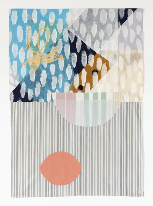 The Tools for Grounding , 2017 Fabric, fiber reactive dye, natural dyes, acrylic paint, oil stick, thread | 39" x 54.75"