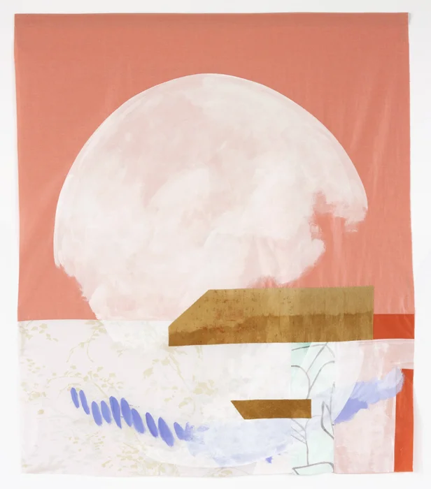 No Words for Circles , 2017 Fabric, fiber reactive dye, natural dyes, acrylic paint, thread | 57.25" x 67"