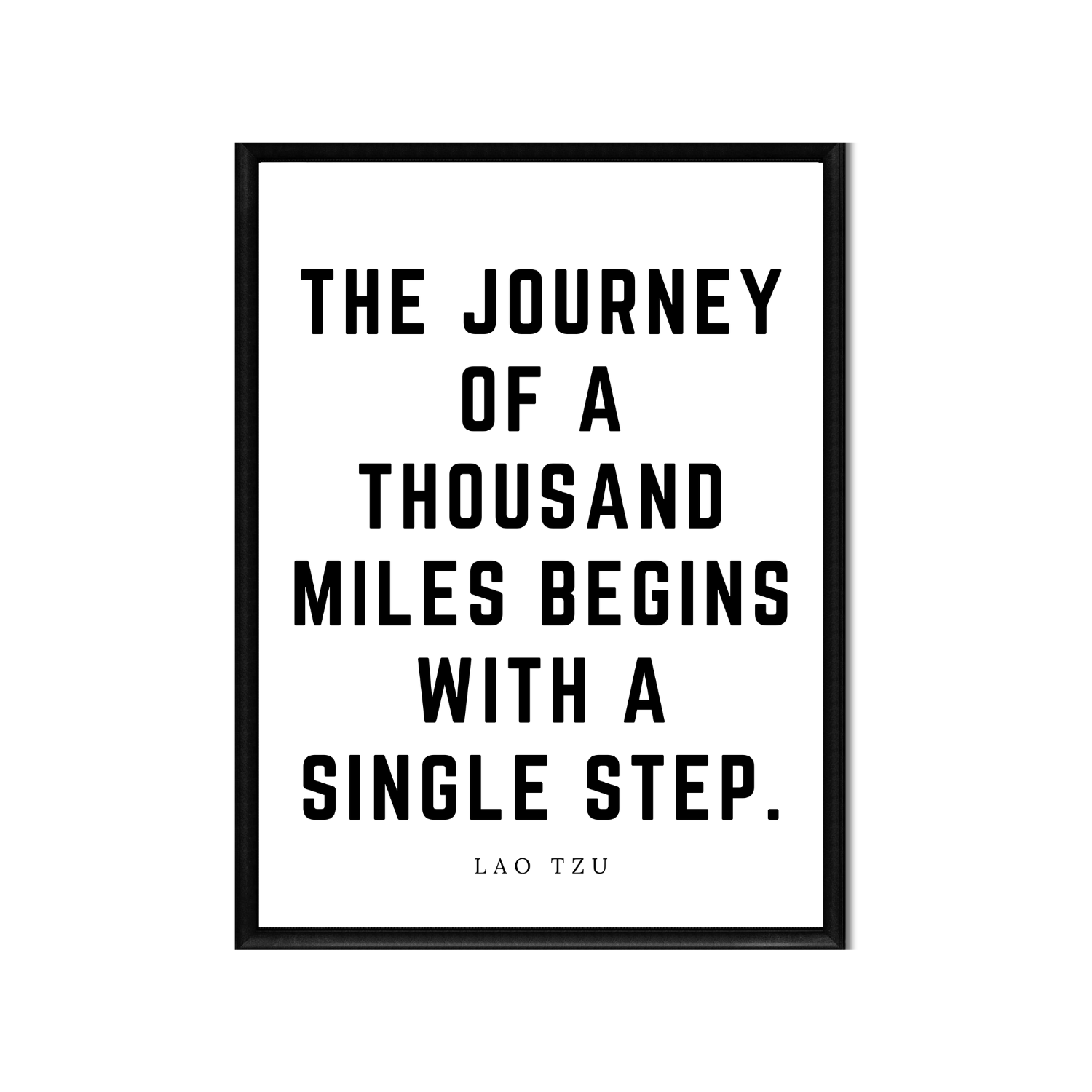 The Journey of a Thousand Miles • Lao Tzu Printable Wall Art • Inspirational Quote • Minimalist 8x10 Digital Download • Black and White