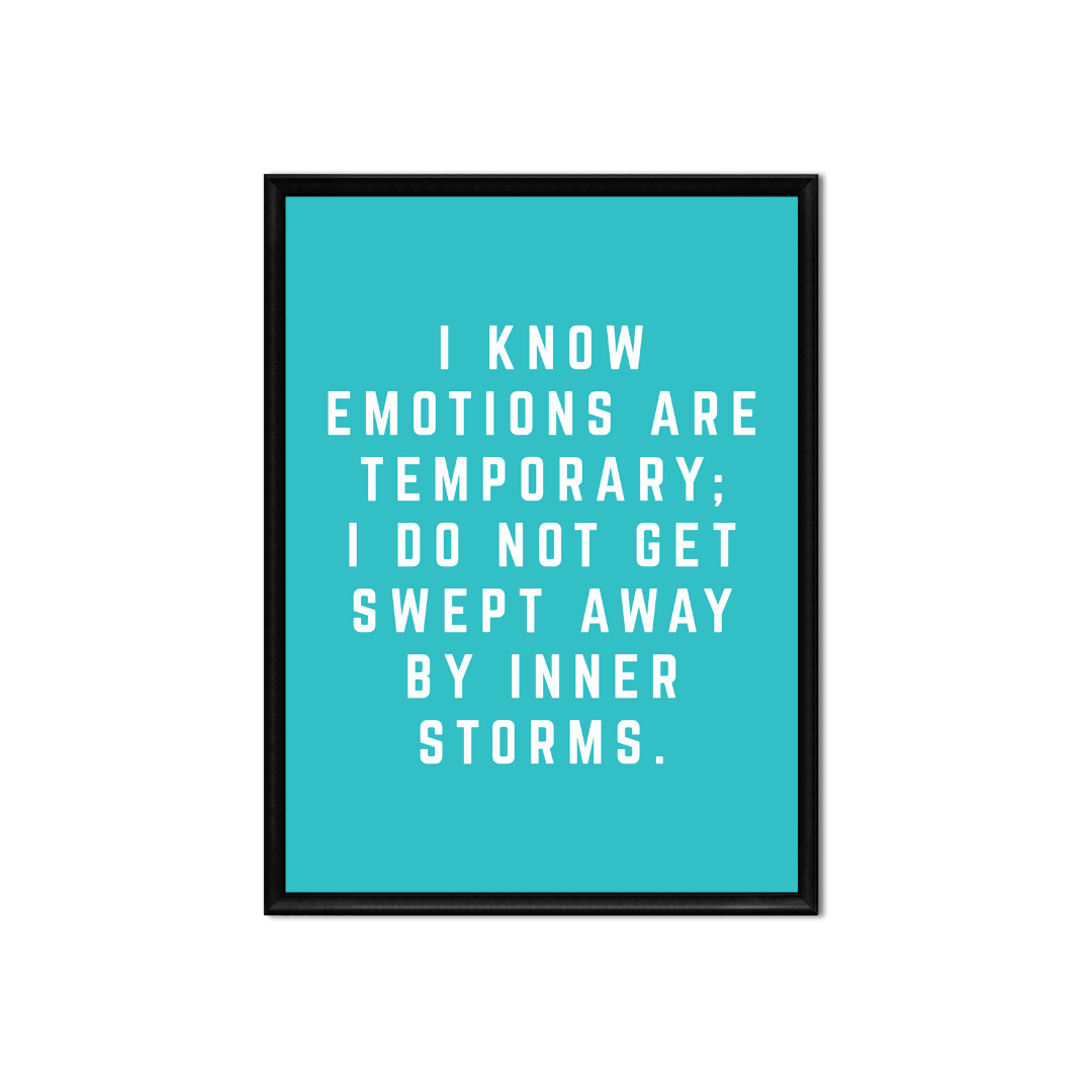 I Know Emotions Are Temporary • 5x7 • Printable Affirmation • Digital Download • Home Office Decor • Wall Art • Tropical Turquoise Blue