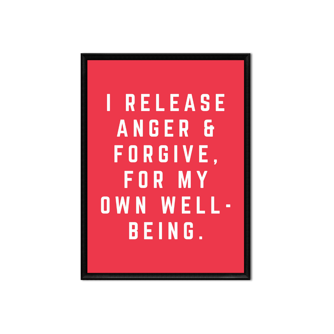 I Release Anger &amp; Forgive • 5x7 • Printable Affirmation • Digital Download • Home Office Decor • Wall Art • Rose Red (Copy)